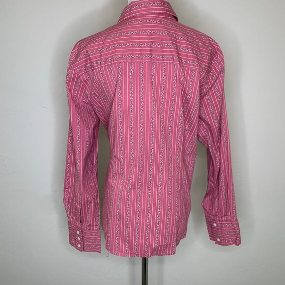 Vintage Cotton Floral Stripe Button Up Ruffle Pintucking Sz XL - Picture 2 of 9